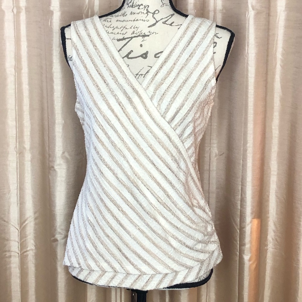 ANTHROPOLOGIE MAEVE Jacquie Surplice Faux Wrap Top Boucle Textured Small 4 6